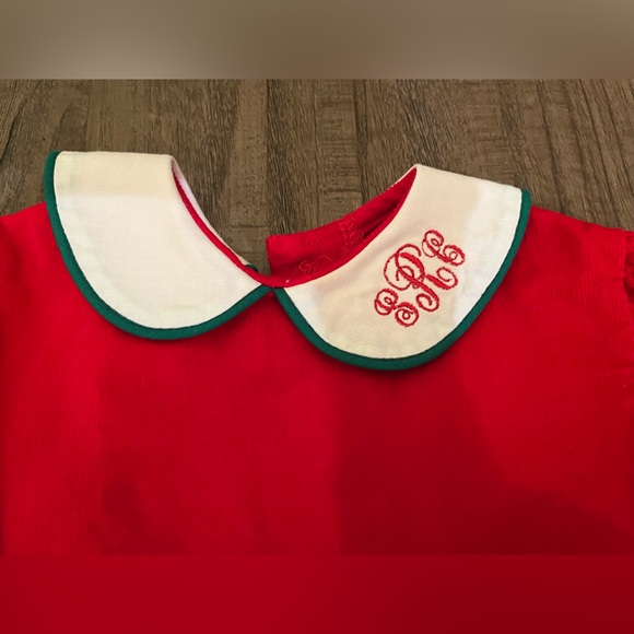 Funtashia Too! Red Corduroy Christmas Long Bubble Monogrammed with SRC - Picture 3 of 6